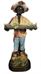 MAJOLICA BLACKAMOOR FIGURAL TA