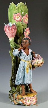 MAJOLICA BLACKAMOOR FLOOR VASE