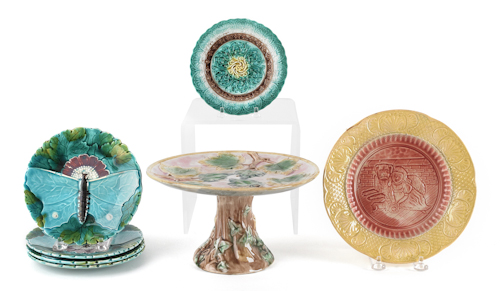 Majolica cake stand 5 1/4" h. 9
