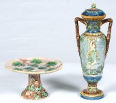 Majolica Cake Stand and Lidded