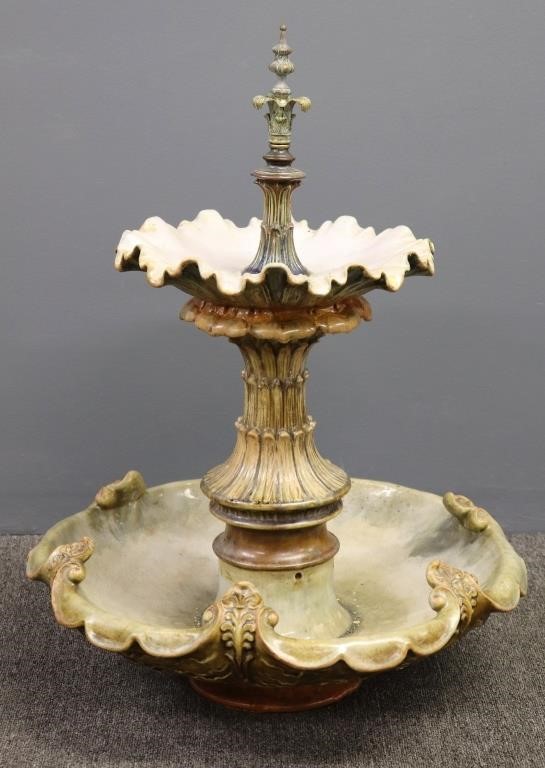 Majolica ceramic fountain circa
