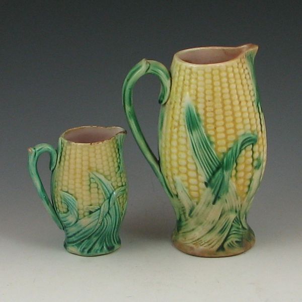 Majolica Corn Creamer and Pitcher