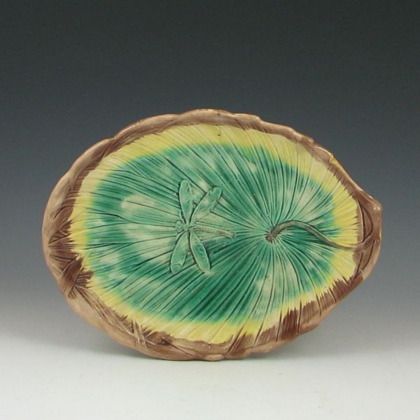 Majolica Dragonfly Platter marked