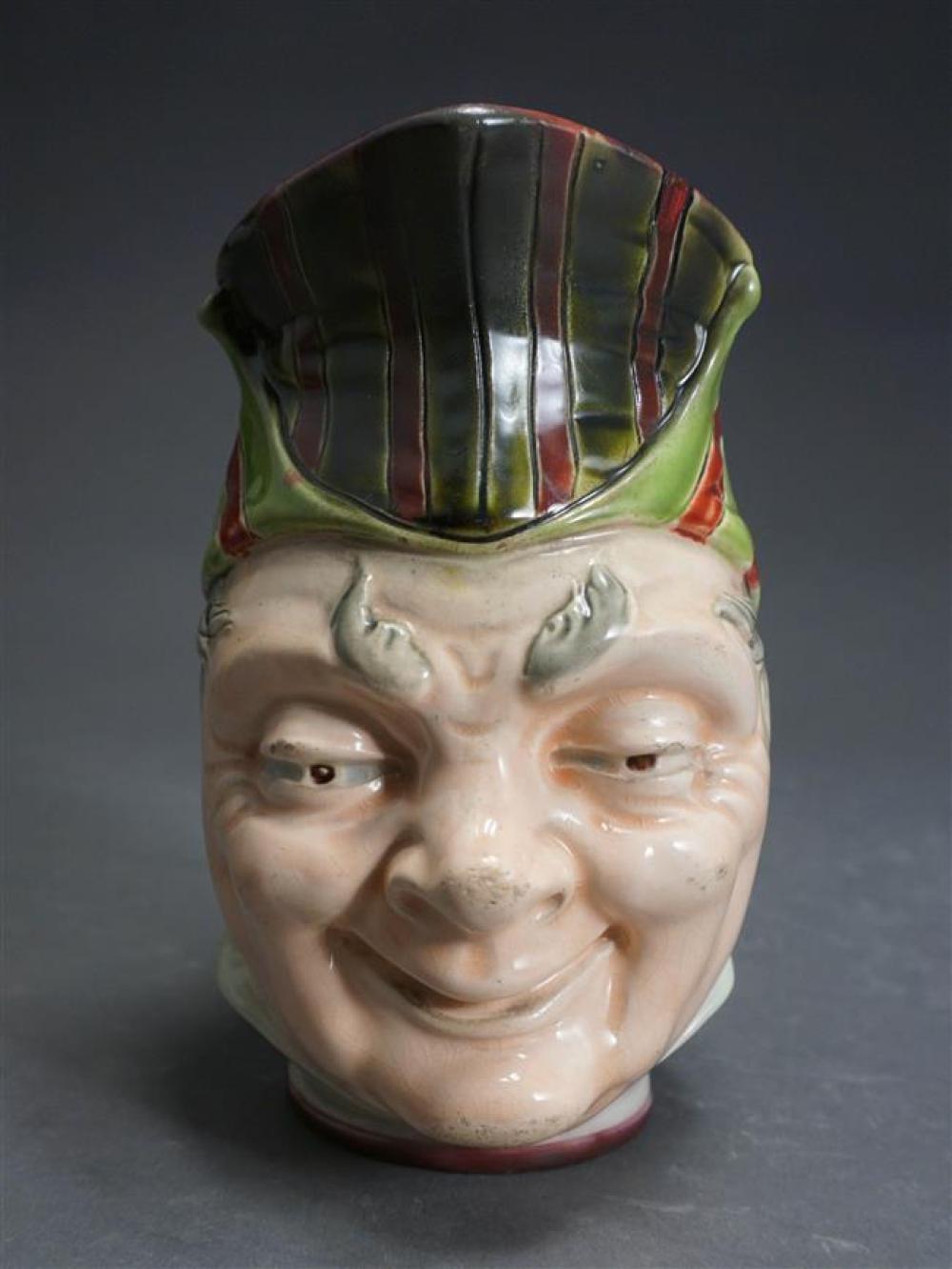 MAJOLICA FACE JUG, H: 7-3/4