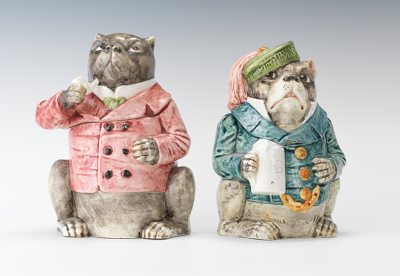 Majolica Figural Bulldogs Tobacco