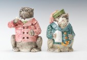 Majolica Figural Bulldogs Toba