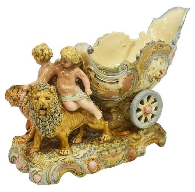 MAJOLICA  FIGURAL JARDINIERE