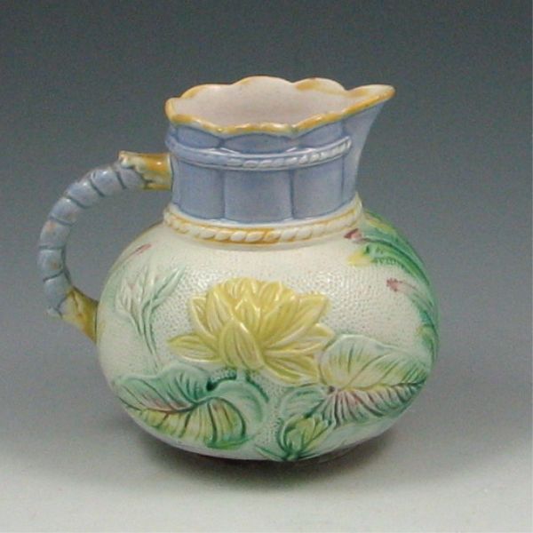 Majolica Flowered Pitcher marked