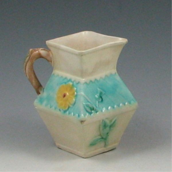 Majolica Flowered Pitcher marked