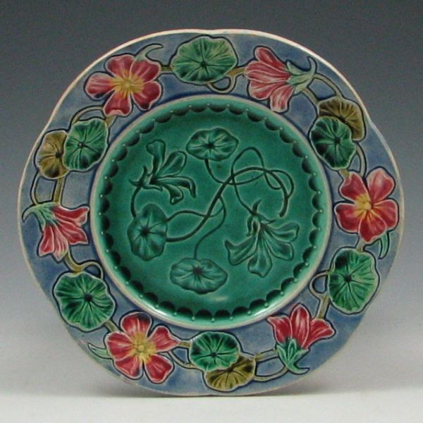 Majolica Flowered Plate marked with