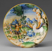 Majolica Footed Bowl Italian,
