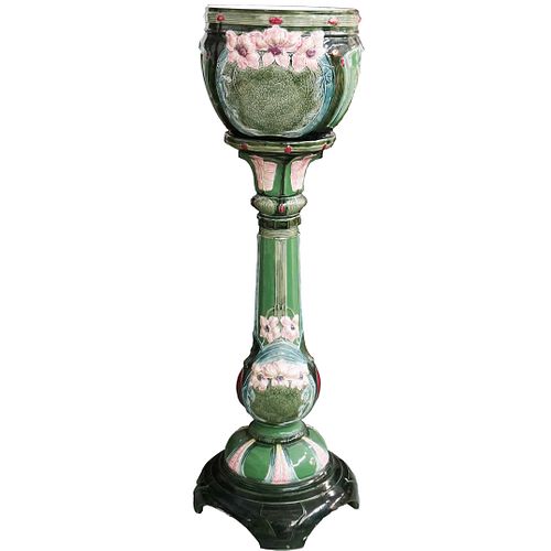 MAJOLICA GLAZED JARDINIERE &