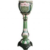 MAJOLICA GLAZED JARDINIERE & P