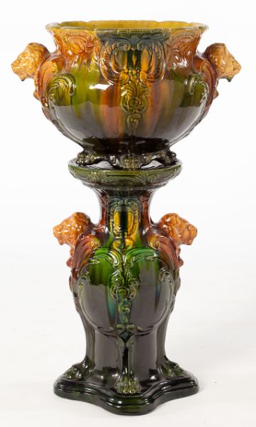 Majolica Jardiniere and Pedestaltwo