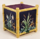 MAJOLICA JARDINIERE MARKED GUS