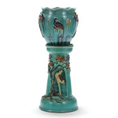 MAJOLICA JARDINIERE ON STAND W