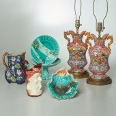 MAJOLICA LAMPS AND TABLEWARES