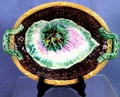 Majolica leaf platter, double