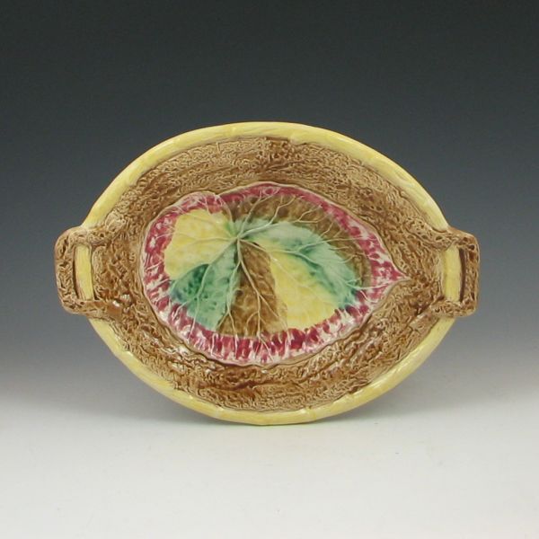 Majolica Leaf Platter marked 9 12