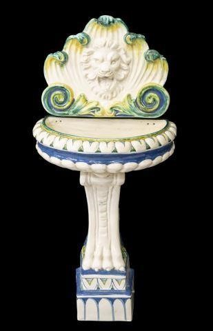 MAJOLICA LION MASK FOLIATED WATER