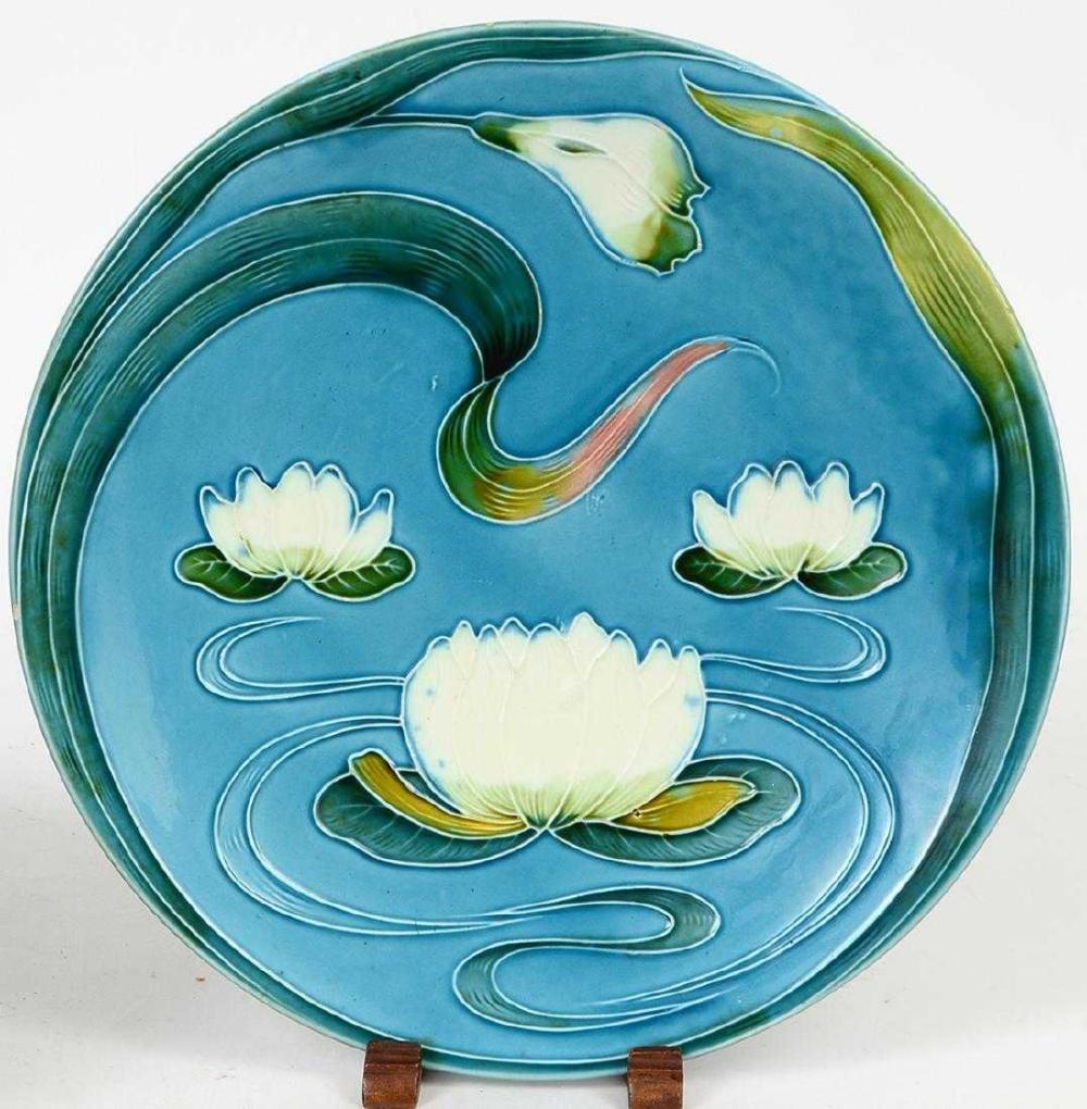 MAJOLICA LOTUS PLATTER & BOWLThe