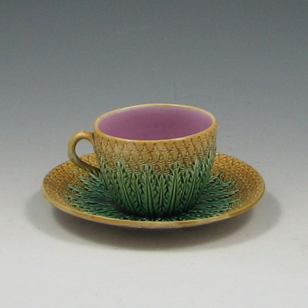 Majolica Pineapple Cup and Saucer
