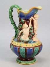 MAJOLICA PITCHER NEPTUNE & MER