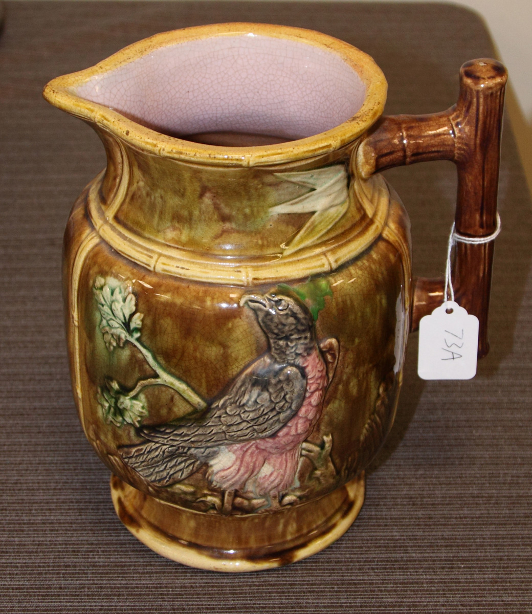 Majolica Pitcher w/bird