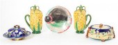 Majolica pitchers cheese dish