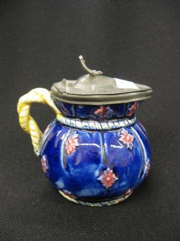 Majolica Pottery Creamer Pewter