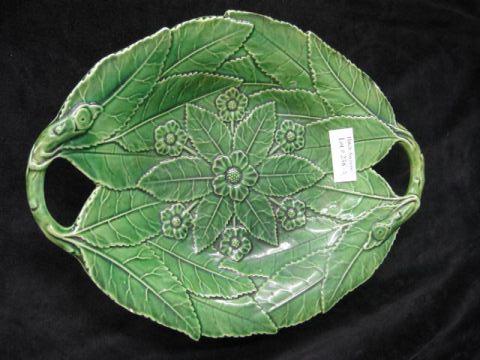 Majolica Pottery Dish handled