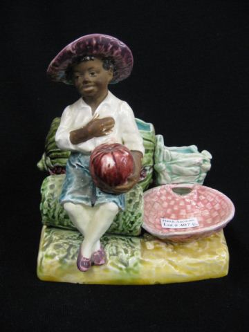 Majolica Pottery Figural Smoking