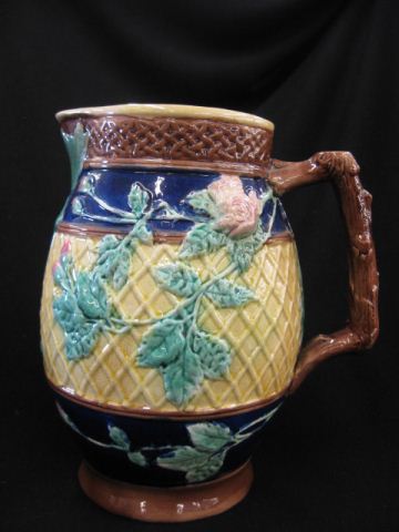 Majolica Pottery Pitcher rose &