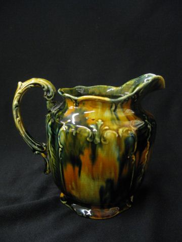 Majolica Pottery Pitcher slip glaze