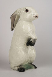 MAJOLICA POTTERY RABBIT PITCHE
