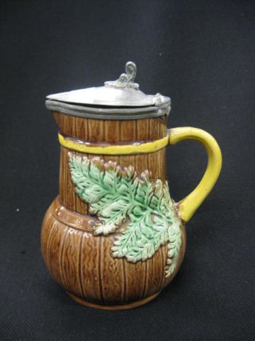 Majolica Pottery Syrup Pitcher fern