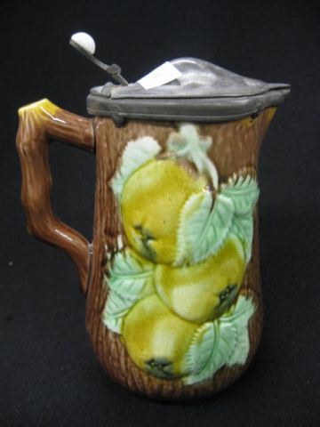 Majolica Pottery Syrup Pitcher pear