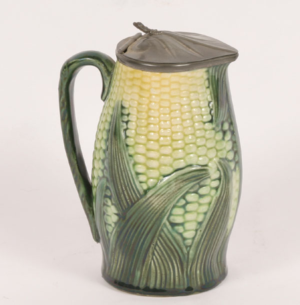 Majolica syrup tankard/pitcher;