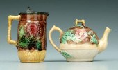 Majolica teapot, syrup: teapot