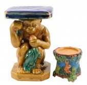 MAJOLICA, TWO POLYCHROME GLAZE