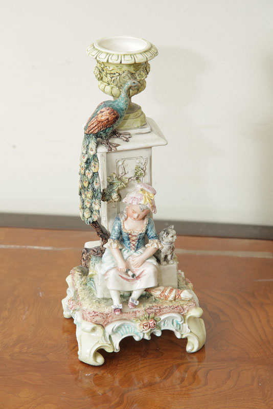 MAJOLICA-TYPE GERMAN CANDLESTICK.