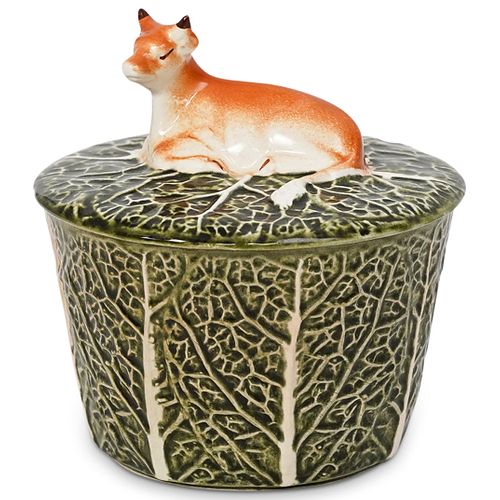 MAJOLICA WEDGWOOD FIGURAL LIDDED