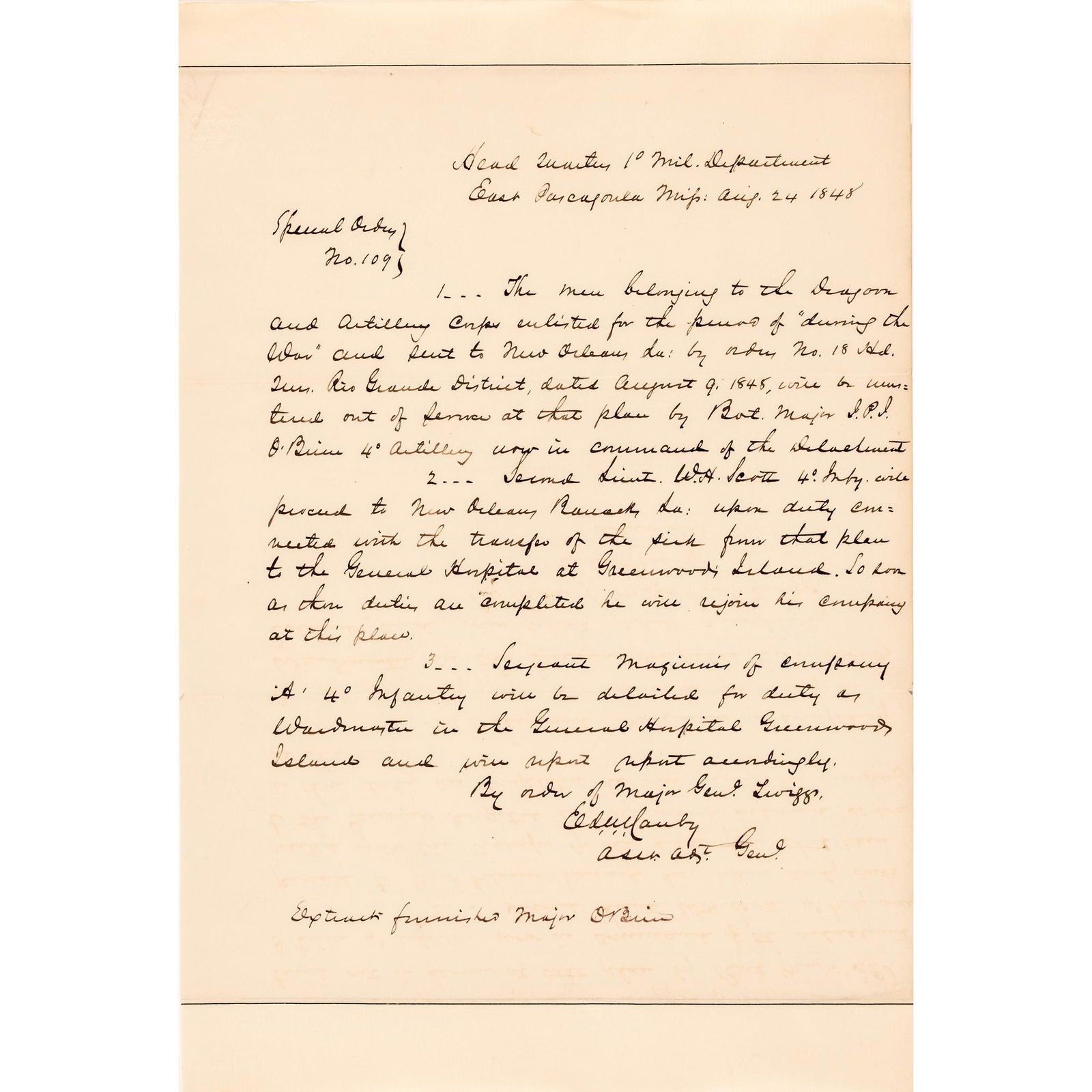 MAJOR GEN. EDWARD R. CANBY, SPECIAL