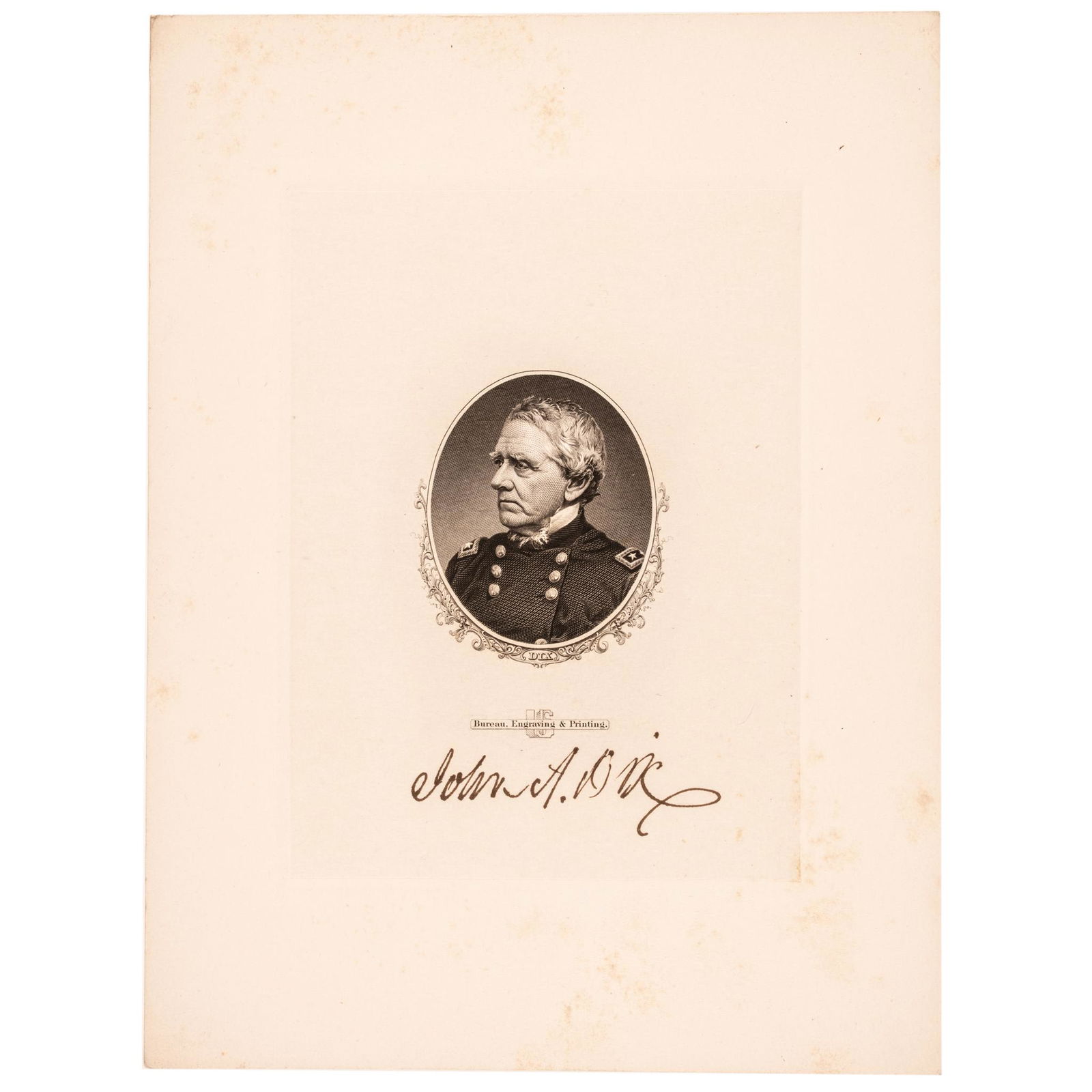 MAJOR GENERAL JOHN ADAMS DIX SIGNED
