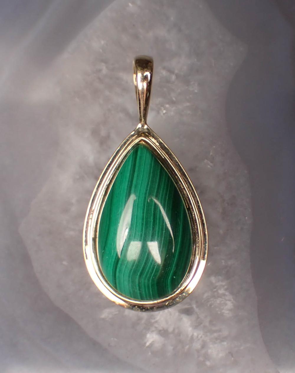 MALACHITE AND FOURTEEN KARAT GOLD