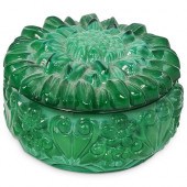 MALACHITE GLASS FLORAL LIDDED