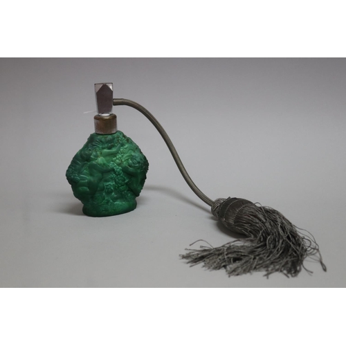 Malachite glass scent bottle