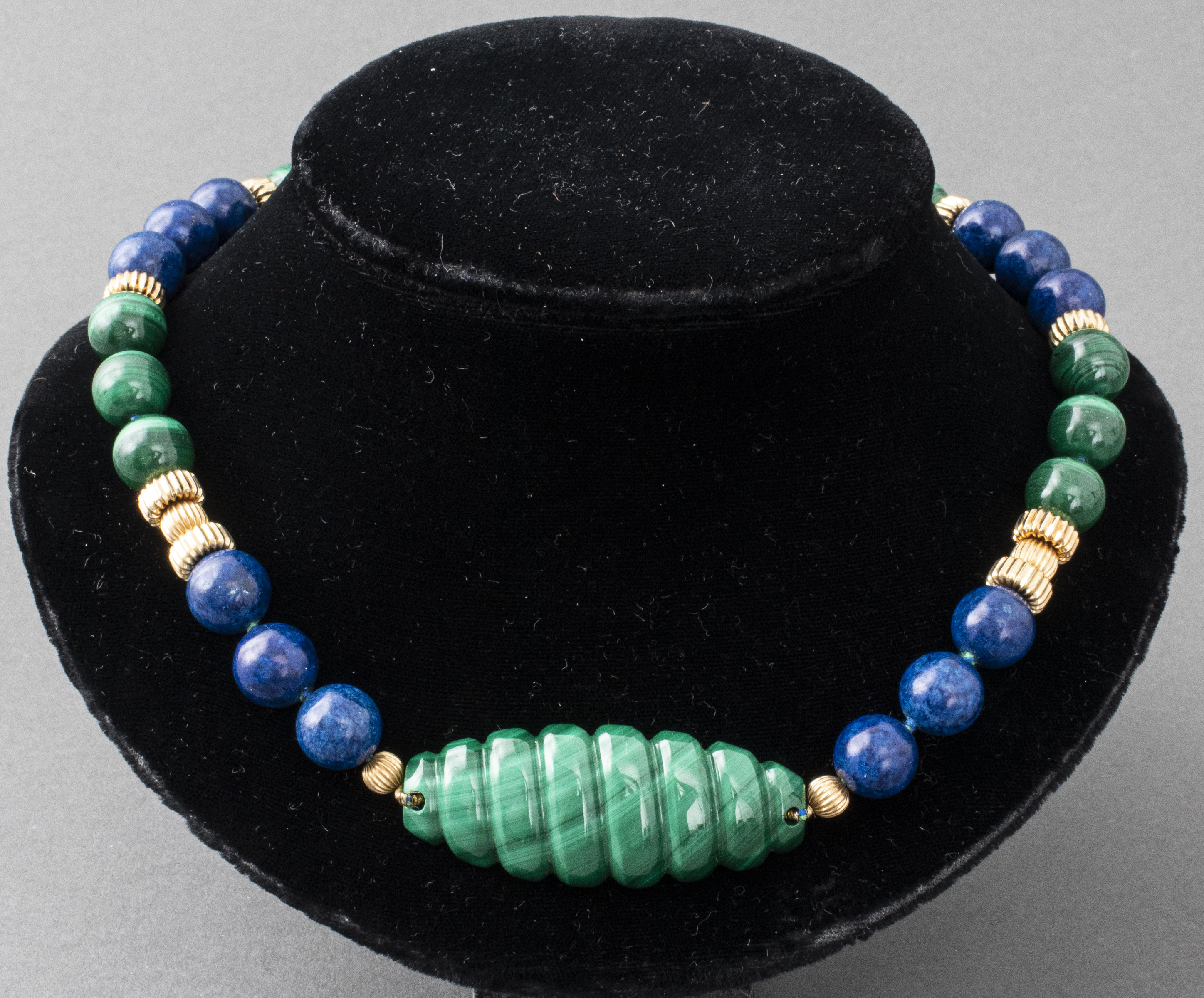 MALACHITE & LAPIS CARVED & BEADED