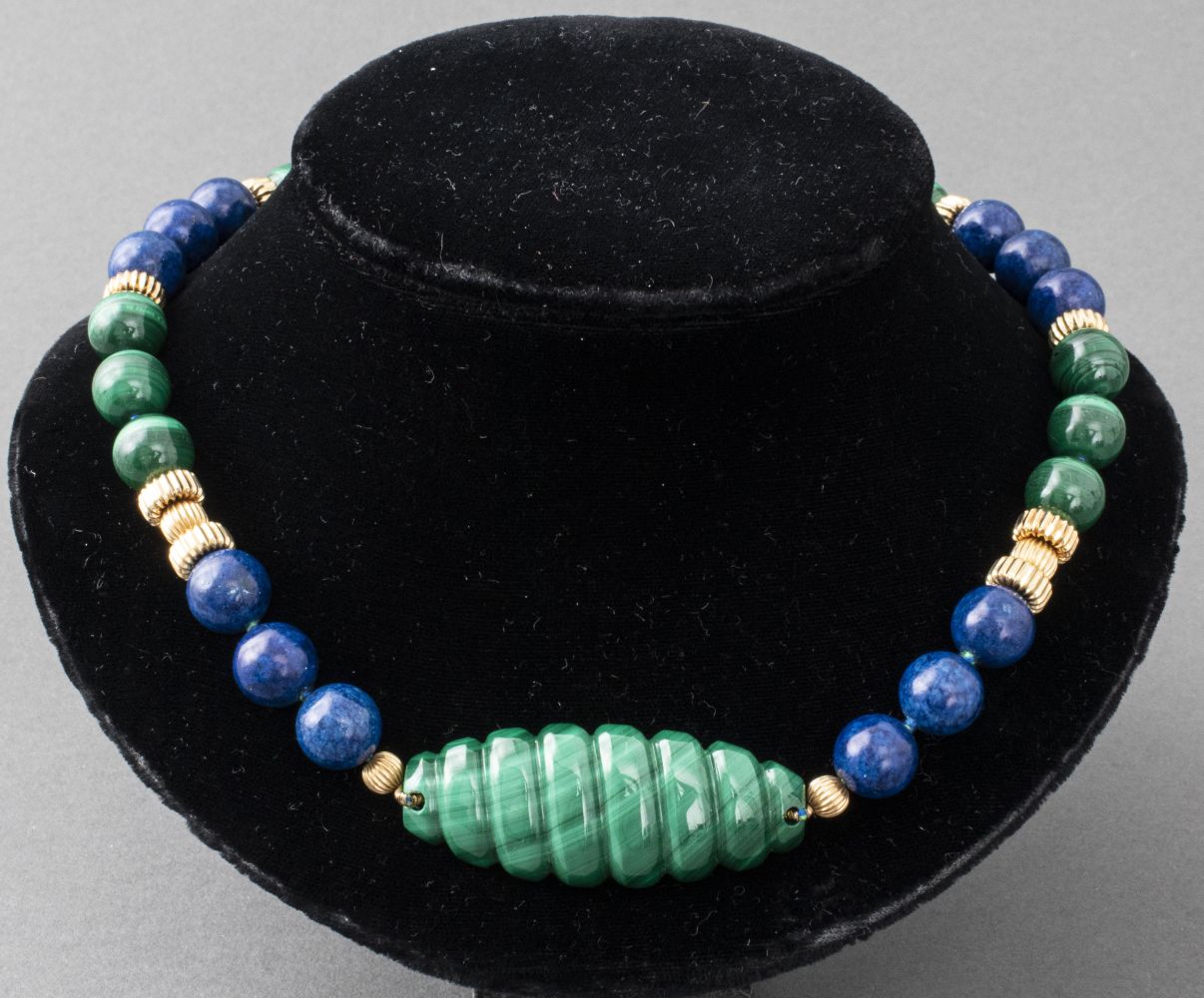 MALACHITE & LAPIS CARVED & BEADED