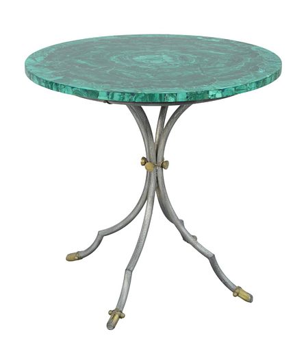 MALACHITE TOP ROUND TABLE WITH IRON